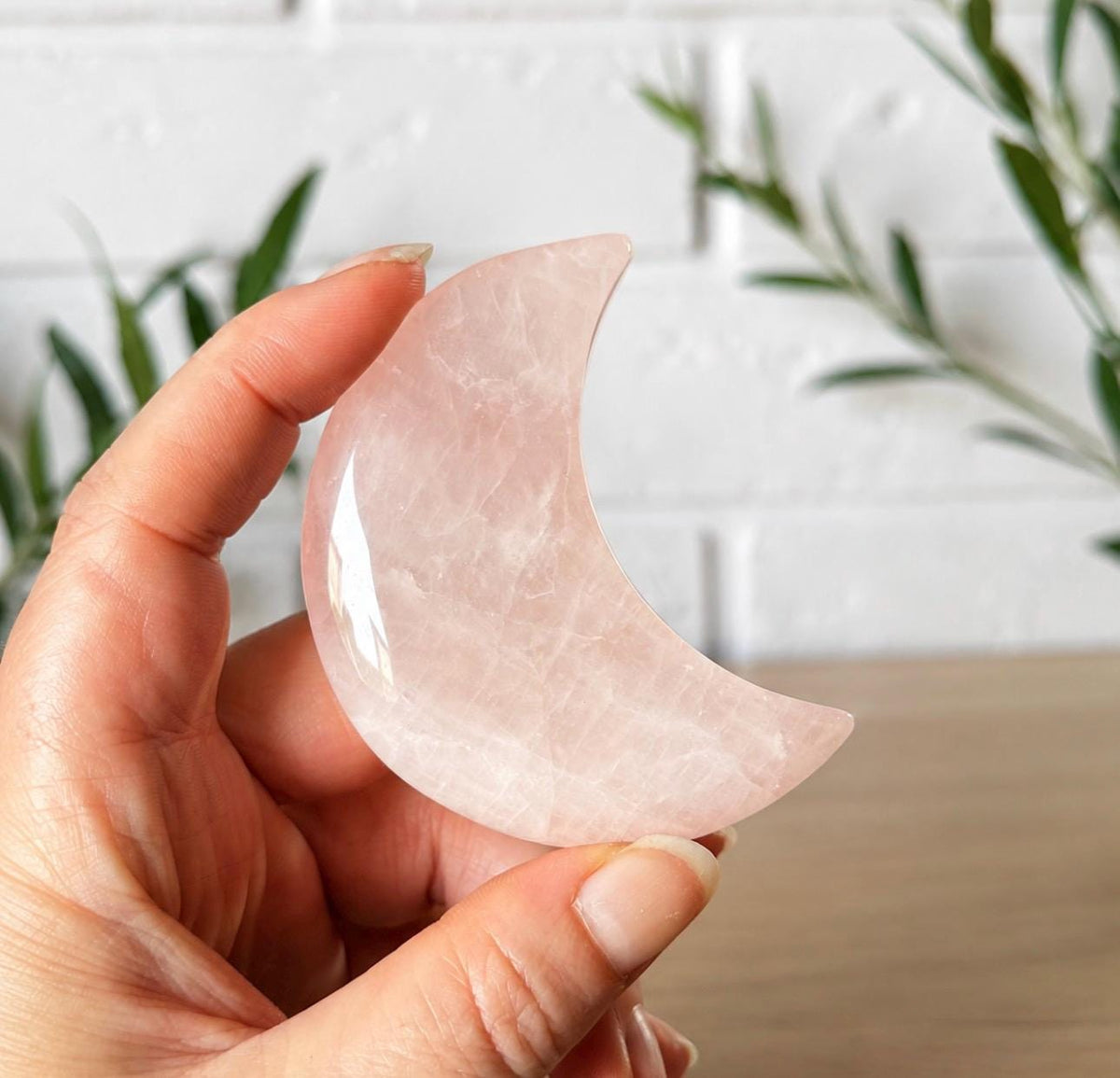 Rose Quartz Crystal Moon – Love, Compassion & Emotional Balance | Crescent Moon Crystal Carving