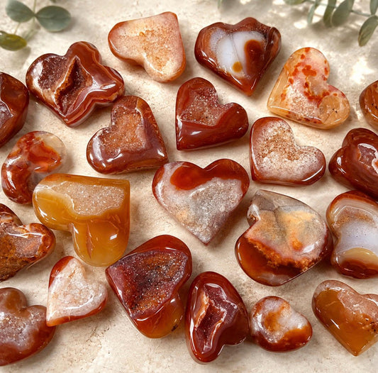 Carnelian Druzy Crystal Heart – Confidence, Motivation & Creativity | Natural Polished Crystal