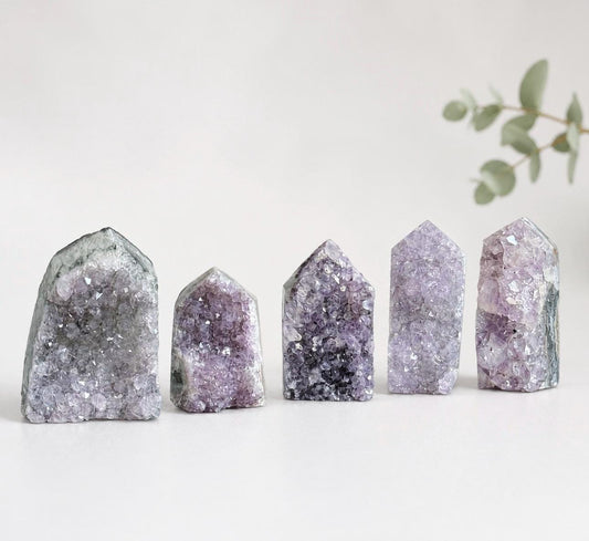 Mini Amethyst Cluster Tower – Sparkling Crystal Point | Peace, Intuition & Protection