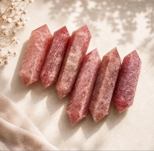 Strawberry Quartz Double Terminated Crystal Point – Love, Joy & Positive Energy | Polished DT Crystal