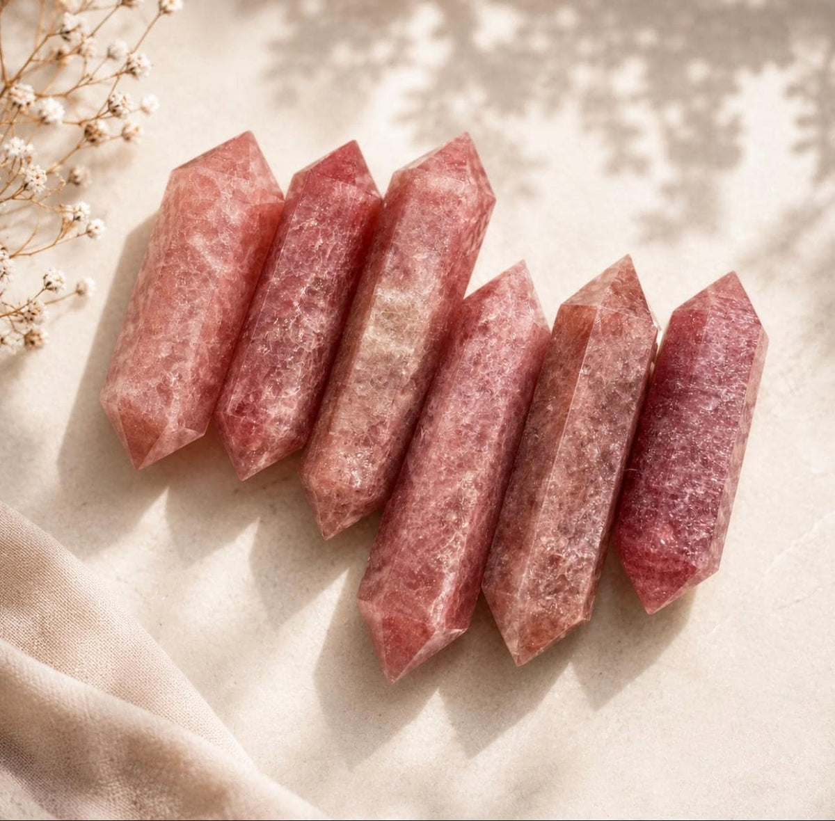 Strawberry Quartz Double Terminated Crystal Point – Love, Joy & Positive Energy | Polished DT Crystal