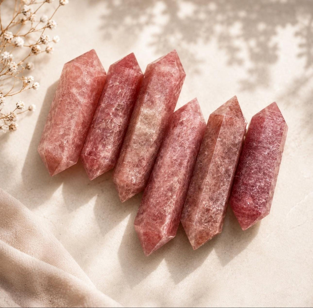 Strawberry Quartz Double Terminated Crystal Point – Love, Joy & Positive Energy | Polished DT Crystal