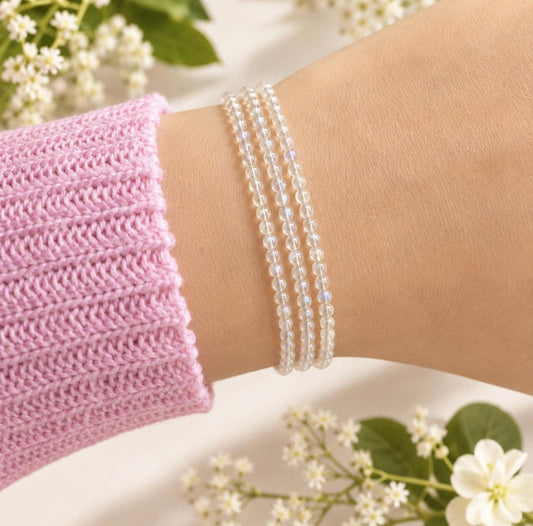 2mm Angel Aura Quartz Bracelet – Iridescent Crystal Jewellery | Clarity, Peace & Positive Energy