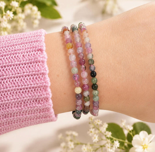 2mm Watermelon Tourmaline Bracelet – Delicate Pink & Green Gemstone Jewellery | Love, Balance and Joy