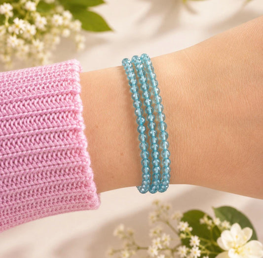 3mm Faceted Blue Topaz Bracelet – Delicate Blue Gemstone Jewellery | Clarity, Communication and Confidence
