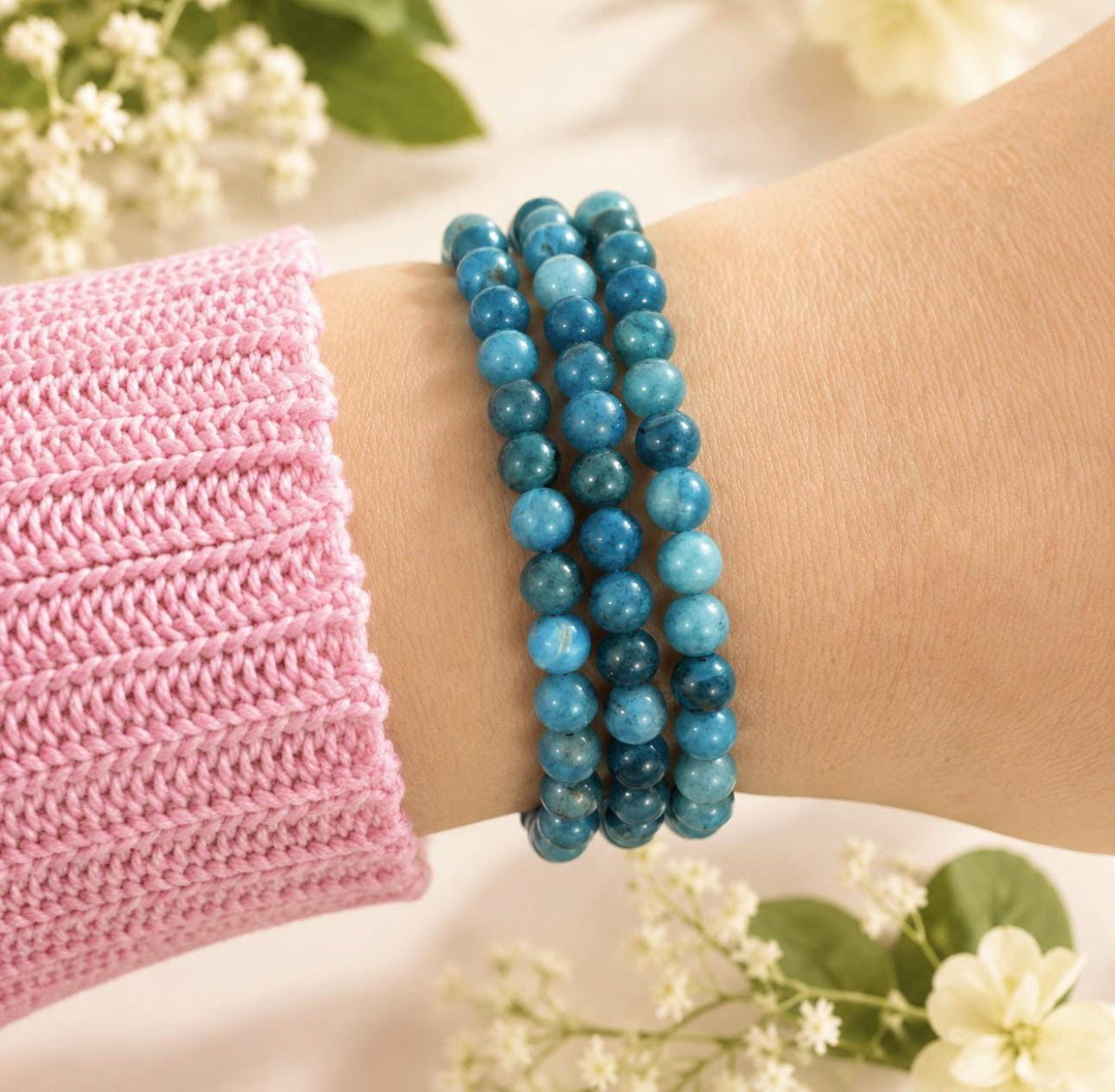 6mm Apatite Crystal Bracelet – Blue Gemstone Jewellery | Motivation, Clarity and Communication