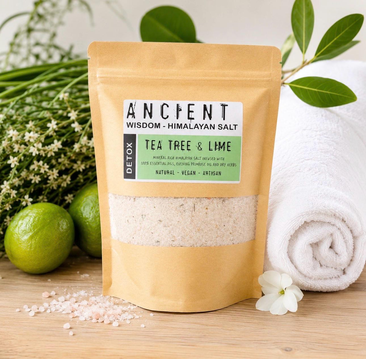 Detox Himalayan Bath Salts | Tea Tree & Lime | Essential Oil Bath Soak | Natural Vegan Bath Salts | Aromatherapy Self Care Gift