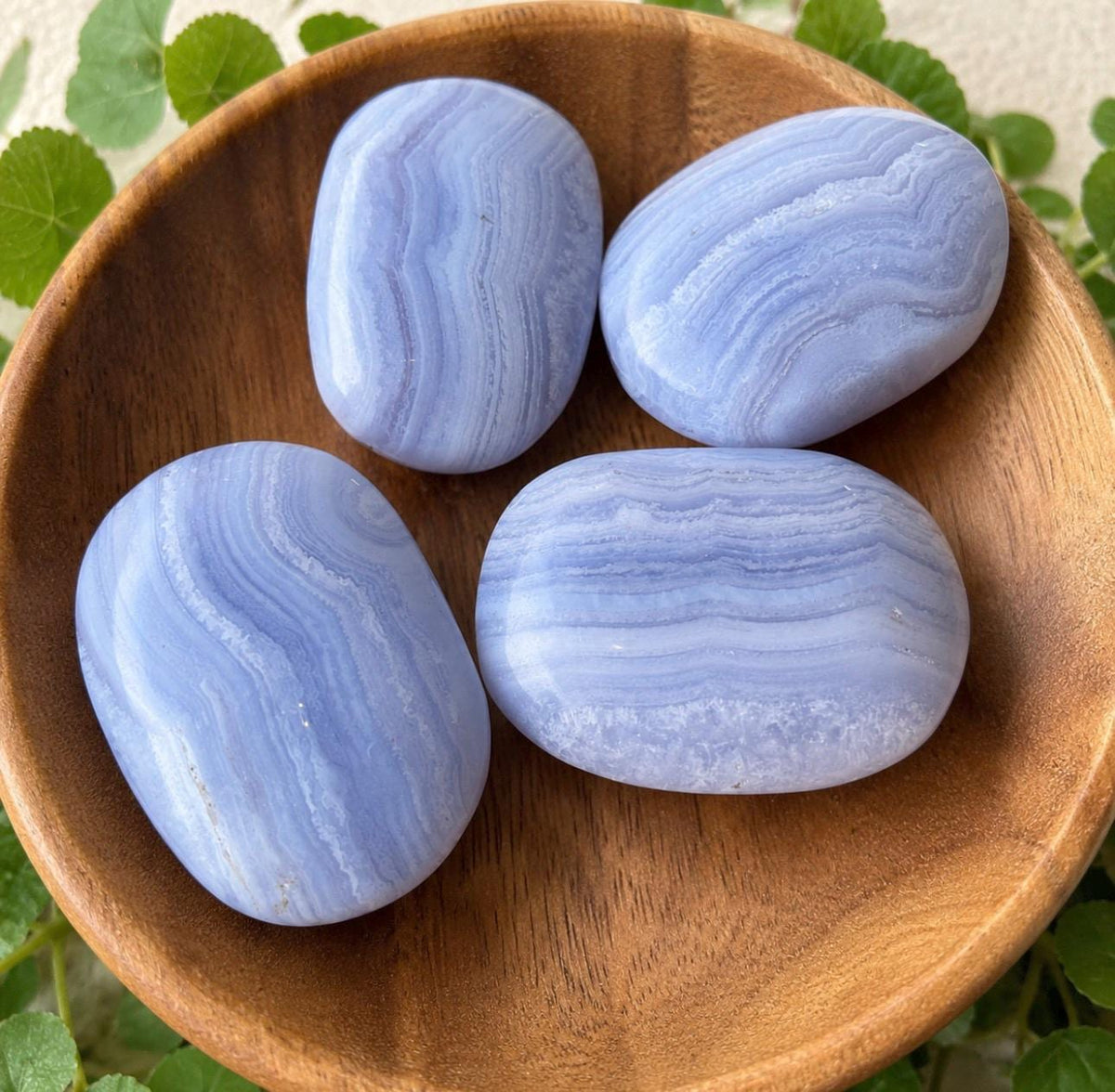 Blue Lace Agate Palm Stone – Calming Crystal for Peace, Communication & Emotional Balance | 30–45mm