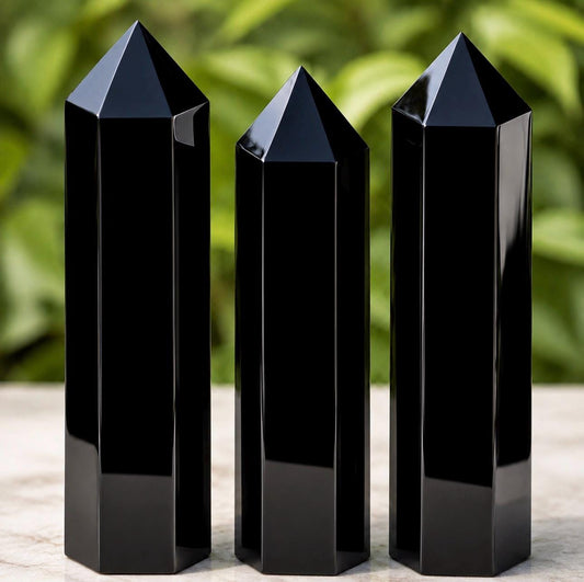 Large Black Obsidian 20cm Crystal Tower – Protection, Grounding & Strength | Statement Crystal Point