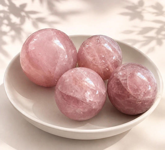 Natural Dark Rose Quartz Sphere | Polished 50-60mm Crystal Ball (Home Décor)