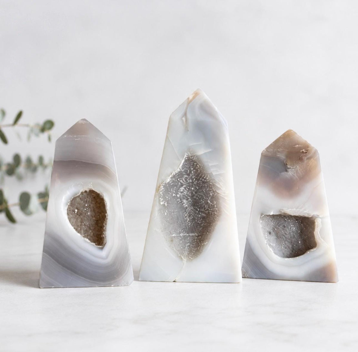 Agate Druzy Obelisk Tower – Natural Sparkling Crystal Point | Balance, Grounding & Harmony