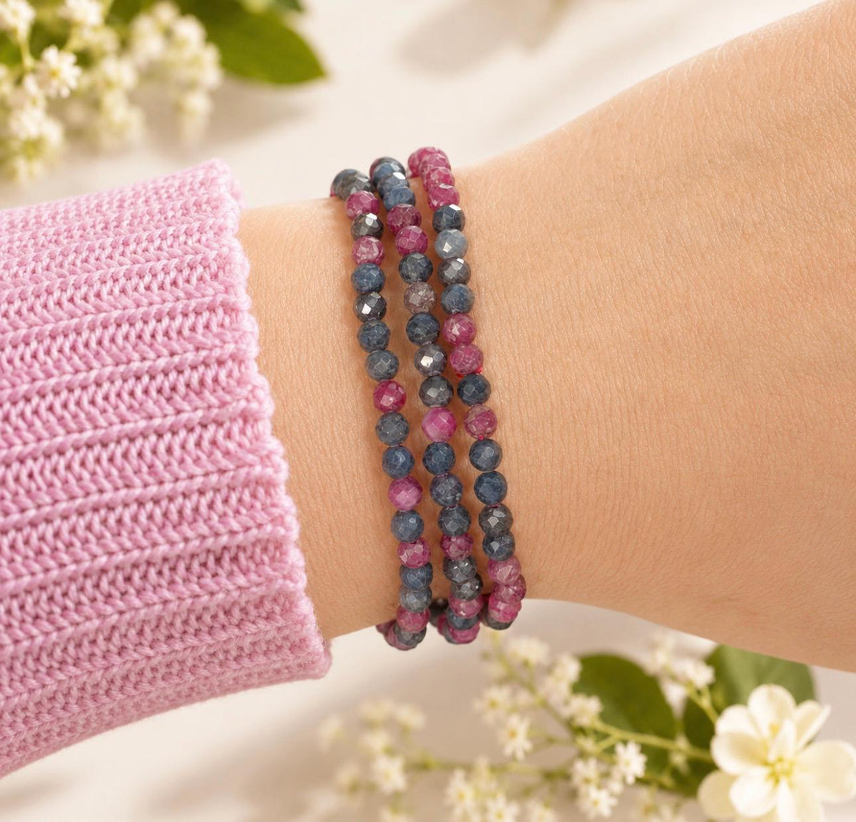 3mm Faceted Ruby & Sapphire Bracelet – Natural Gemstone Jewellery | Passion, Wisdom and Confidence