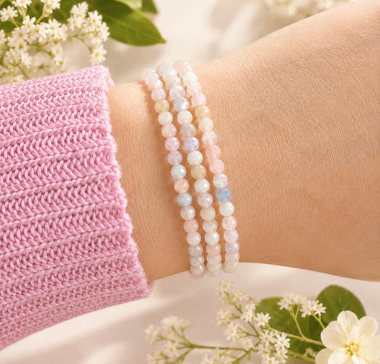 3mm Faceted Morganite Bracelet – Delicate Pink Gemstone Jewellery | Love, Compassion and Emotional Balance