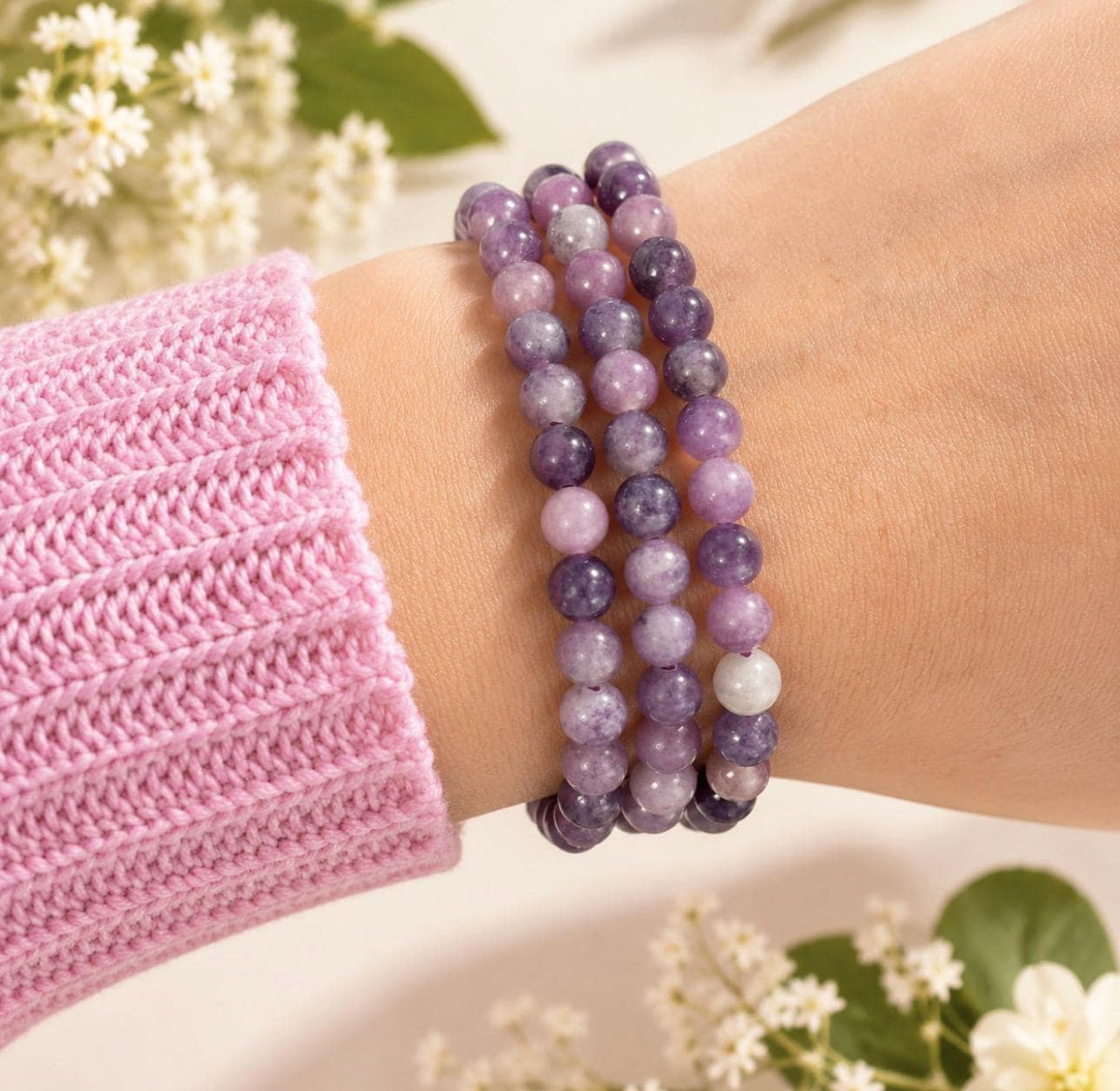 6mm Lepidolite Crystal Bracelet – Purple Gemstone Jewellery | Calm, Balance and Transformation