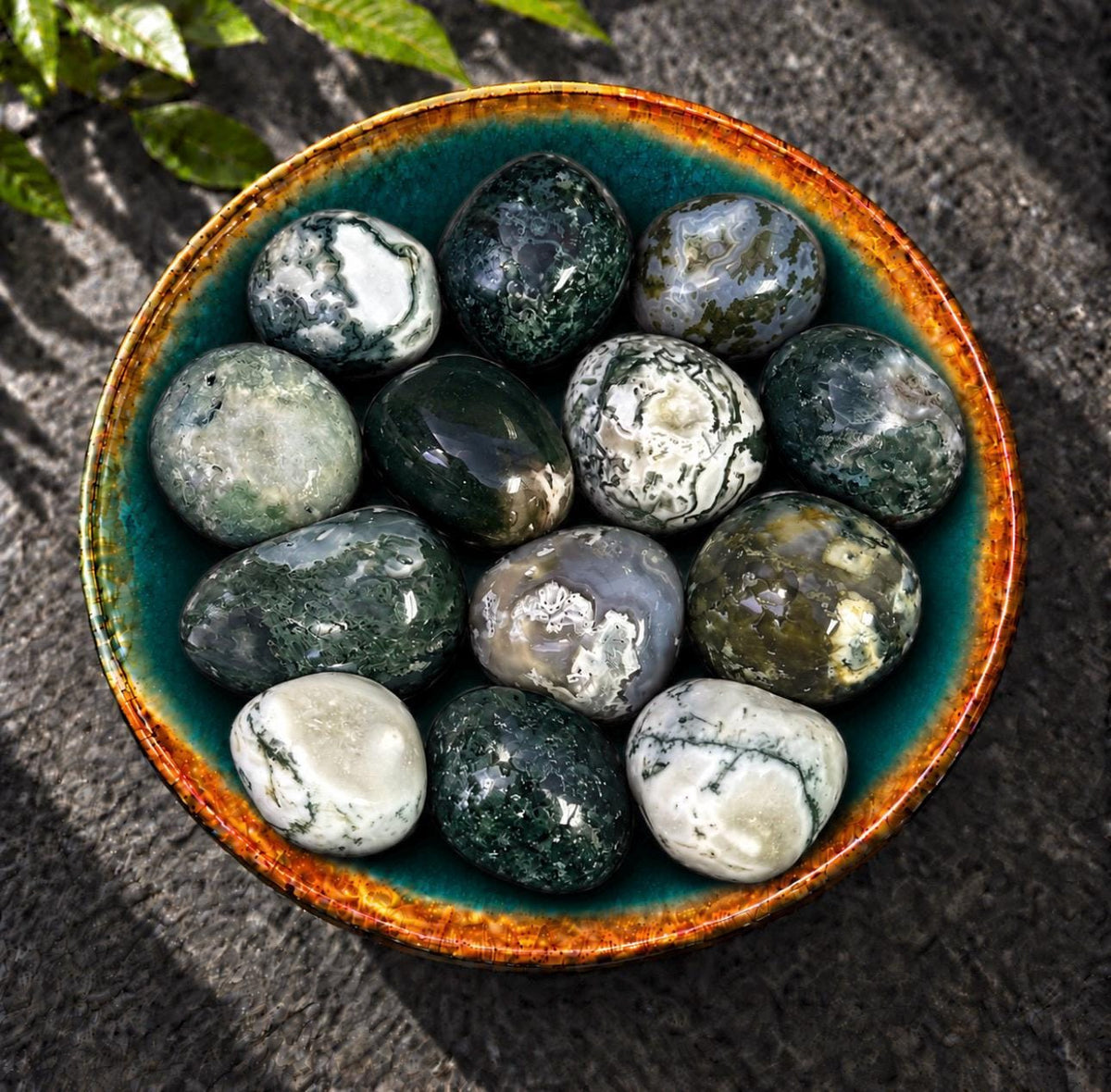 Moss Agate Spherical Tumble Stone | Nurturing Earth Energy in Every Stone
