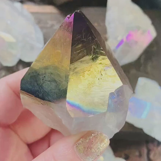 Amethyst Crystal Point: Celestial Aura Cut Base, Ethereal Purple Decor